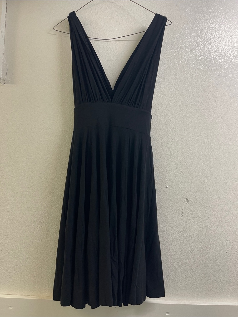 White House Black Market Black Deep V Midi Dress